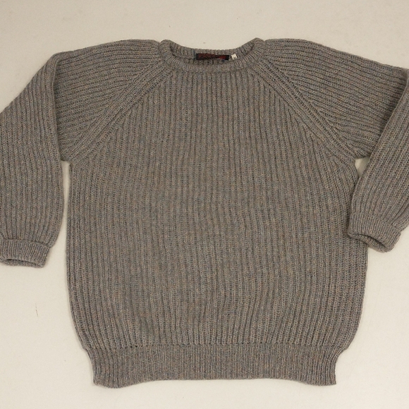 Vintage Wool Sweater 80s Riddington Knitwear GB Gray Mix Raglan 49